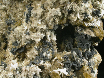 Rutile, Siderite, Albite from Poudrette Quarry, Mont Saint-Hilaire, Qubec, Canada