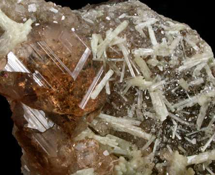 Diopside on Grossular Garnet from Jeffrey Mine, Asbestos, Québec, Canada