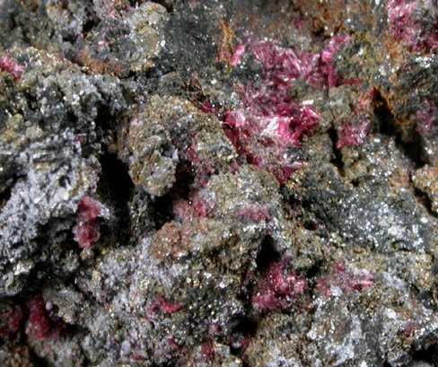 Erythrite on Silver from Cobalt District, Ontario, Canada