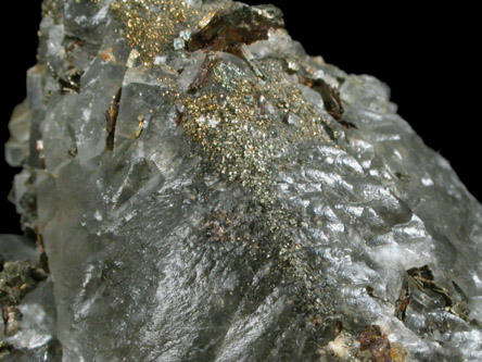 Calcite with Pyrite, Pyrrhotite, Apophyllite from Gaspe Copper Company Mine, Murdochville, Gaspe Peninsula, Qubec, Canada