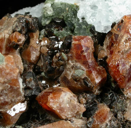 Grossular Garnet, Vesuvianite, Diopside and Calcite from York River Skarn Zone, Bancroft, Ontario, Canada