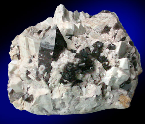 Microcline, Smoky Quartz, Albite, Hyalite Opal from Moat Mountain, Hale's Location, Carroll County, New Hampshire