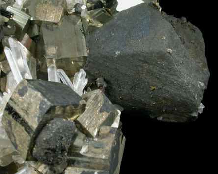 Pyrite with Chalcocite coating and Quartz from Huaron District, Cerro de Pasco Province, Pasco Department, Peru