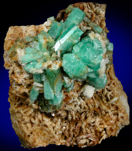 Beryl var. Emerald on Albite from Coscuez, Vasquez-Yacopi District, Colombia