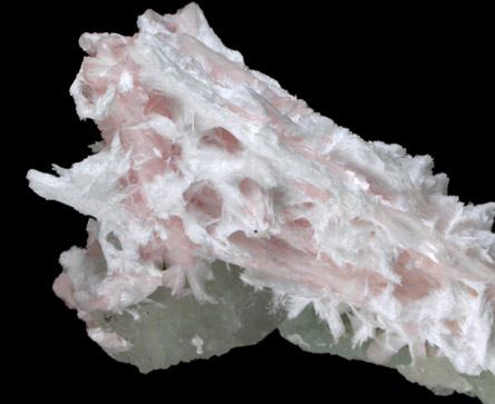 Natrolite with pink Thomsonite, Calcite, Prehnite from Upper New Street Quarry, Paterson, Passaic County, New Jersey