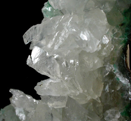 Calcite on Cuprian Adamite from Mina Ojuela, Level 4, Caballerises Area, Mapimi, Durango, Mexico