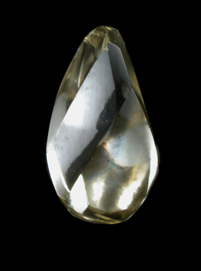Diamond (1.31 carat yellow-brown elongated dodecahedral crystal) from Ippy, northeast of Banghi (Bangui), Central African Republic