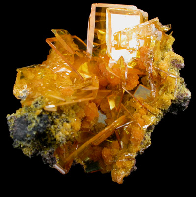 Wulfenite with Mimetite from San Francisco Mine, Cerro Prieto, north of Cucurpe, Sonora, Mexico