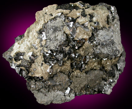 Magnetite with Actinolite var. Byssolite from French Creek Iron Mines, St. Peters, Chester County, Pennsylvania