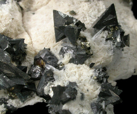 Tetrahedrite on Calcite with Pyrite and Sphalerite from Cavnic Mine (Kapnikbanya), Maramures, Romania