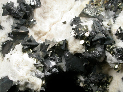 Tetrahedrite on Calcite with Pyrite and Sphalerite from Cavnic Mine (Kapnikbanya), Maramures, Romania