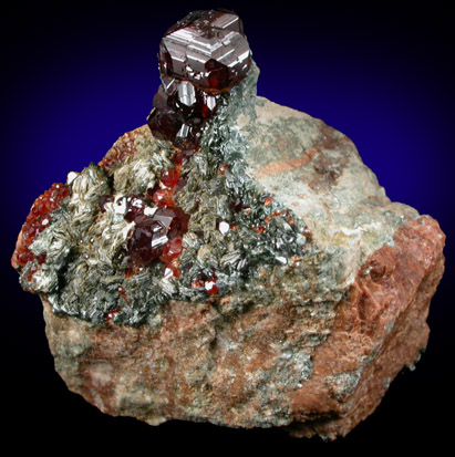 Grossular Garnet and Clinochlore from Passo del Faiallo, Urbe, Savona, Liguria, Italy