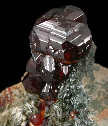 Grossular Garnet and Clinochlore from Passo del Faiallo, Urbe, Savona, Liguria, Italy