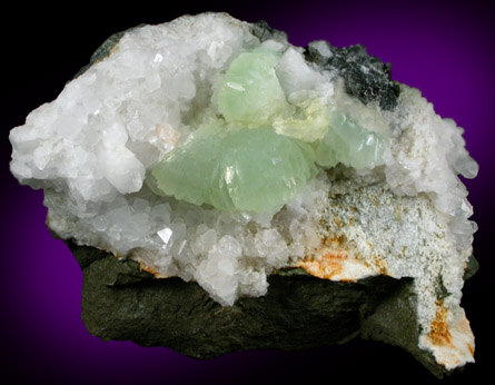 Prehnite on Quartz from Djebel Melh, Bou-Arfa, Morocco