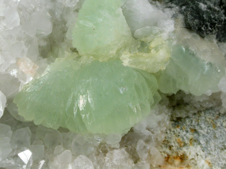 Prehnite on Quartz from Djebel Melh, Bou-Arfa, Morocco