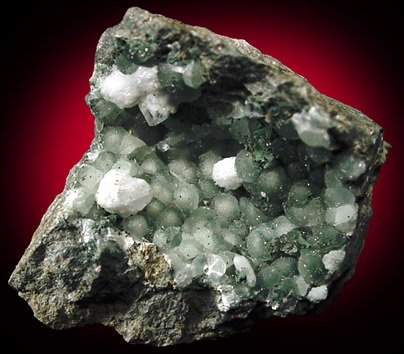 Milky Quartz on Prehnite from O and G Industries Southbury Quarry, Southbury, New Haven County, Connecticut