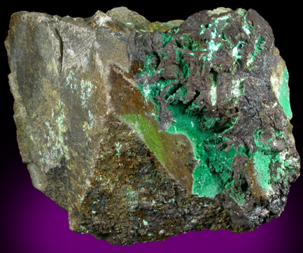 Chalcophyllite, Cuprite, Chrysocolla from Wheal Unity, St. Day, Cornwall, England
