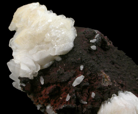 Calcite and Limonite on Quartz from Geevor Mine, Coronation Lode, Trewallard, Cornwall, England