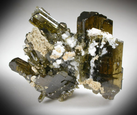 Epidote with Calcite from Tormiq area, northwest of Skardu, Haramosh Mountains, Baltistan, Gilgit-Baltistan, Pakistan