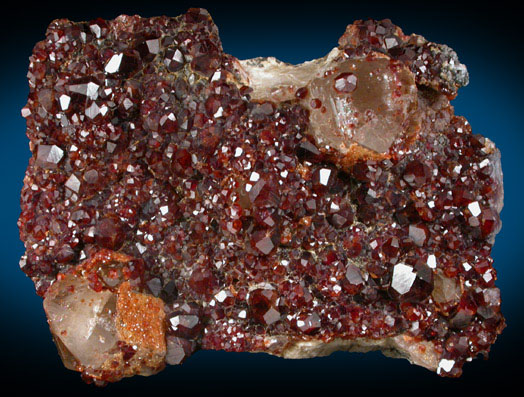 Spessartine Garnet on Quartz with Hyalite Opal from Mengna, Hunan, China