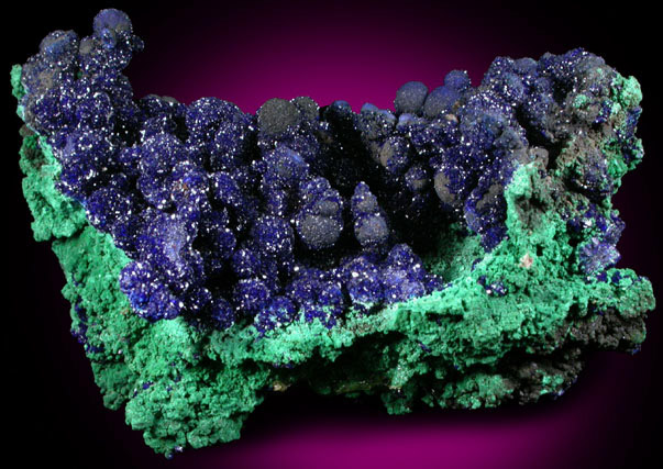 Azurite with Malachite with Tenorite from Morenci Mine, Clifton District, Greenlee County, Arizona