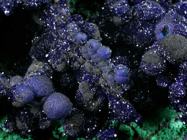 Azurite with Malachite with Tenorite from Morenci Mine, Clifton District, Greenlee County, Arizona