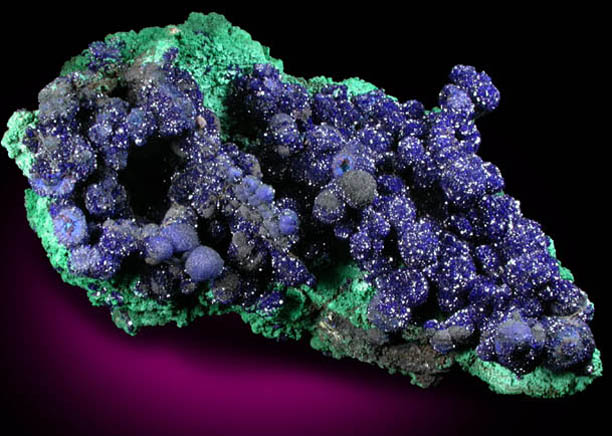 Azurite with Malachite with Tenorite from Morenci Mine, Clifton District, Greenlee County, Arizona