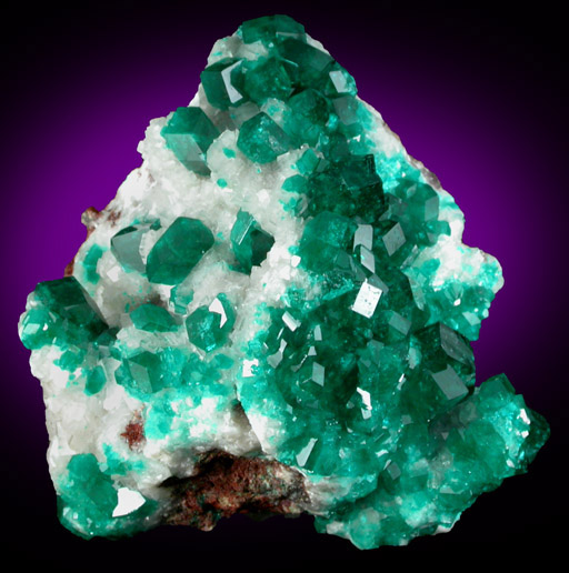 Dioptase on Calcite from Tsumeb Mine, Otavi-Bergland District, Oshikoto, Namibia