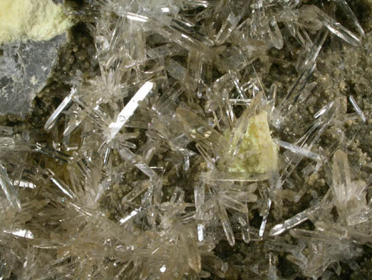 Celestine on Sulfur from Machow Mine, Tarnobrzeg, Poland