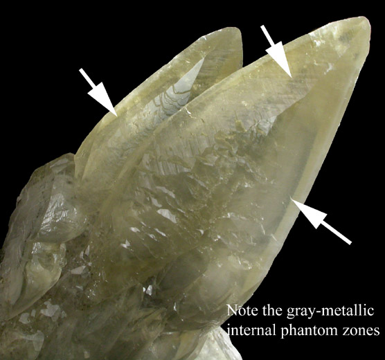 Calcite with internal phantom-growths from Sweetwater Mine, Viburnum Trend, Reynolds County, Missouri