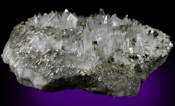 Pyrite on Quartz from Oppu Mine, Aomori Prefecture, Honshu, Japan