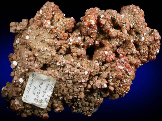 Vanadinite on Barite from Mibladen, Haute Moulouya Basin, Zeida-Aouli-Mibladen belt, Midelt Province, Morocco