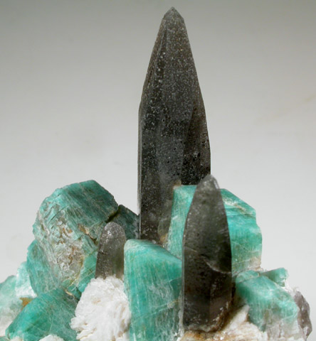 Quartz var. Smoky on Microcline var. Amazonite from Crystal Peak area, 6.5 km northeast of Lake George, Park-Teller Counties, Colorado