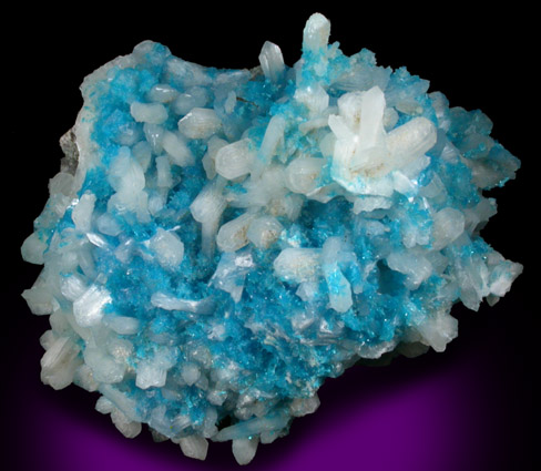 Cavansite on Stilbite-Ca from Wagholi Quarry, Maharashtra, India