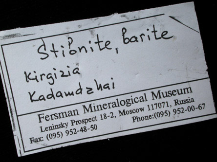 Barite and Stibnite from Kadamzhay Mine, Osh Oblast, Kyrgyzstan