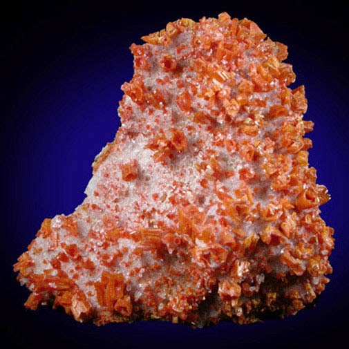 Vanadinite and Quartz in Calcite from Grey Horse Mine, Dripping Springs Mountains, Pinal County, Arizona