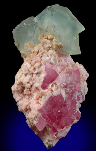 Fluorite on Rhodochrosite from Sunnyside Mine, Eureka District, San Juan County, Colorado