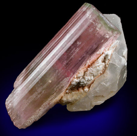 Elbaite var. Rubellite Tourmaline with Quartz from Himalaya Mine, Mesa Grande District, San Diego County, California