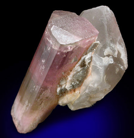 Elbaite var. Rubellite Tourmaline with Quartz from Himalaya Mine, Mesa Grande District, San Diego County, California