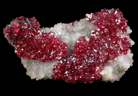 Cinnabar twinned crystals with Stibnite on Quartz from Nikitovka Mine, Donets'k Oblast, Ukraine