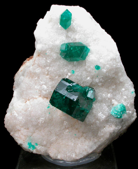 Dioptase on Calcite from Tsumeb Mine, Otavi-Bergland District, Oshikoto, Namibia