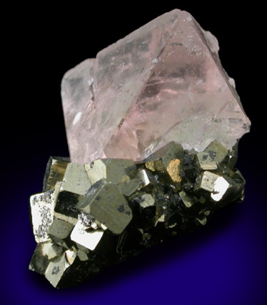 Fluorite on Pyrite from Huanzala Mine, Huallanca District, Huanuco Department, Peru