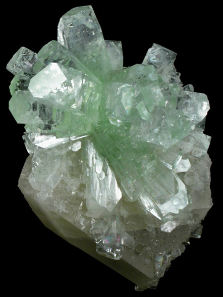 Apophyllite on Calcite from Momin Akhada, near Rahuri, 50 km north of Ahmednagar, Maharashtra, India (Type Locality for Collected ca. 2001)