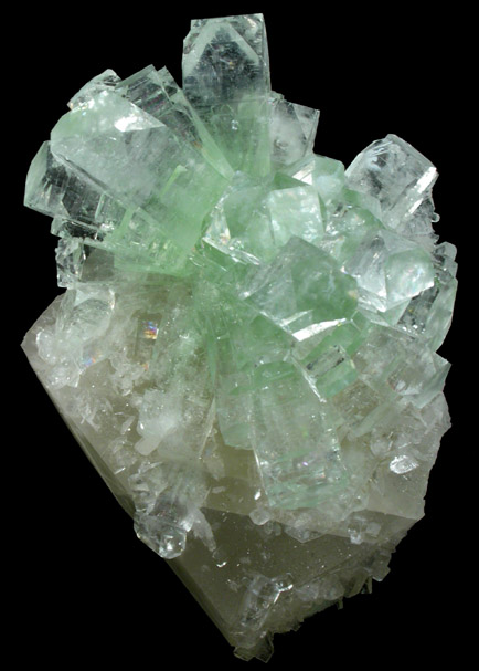 Apophyllite on Calcite from Momin Akhada, near Rahuri, 50 km north of Ahmednagar, Maharashtra, India (Type Locality for Collected ca. 2001)