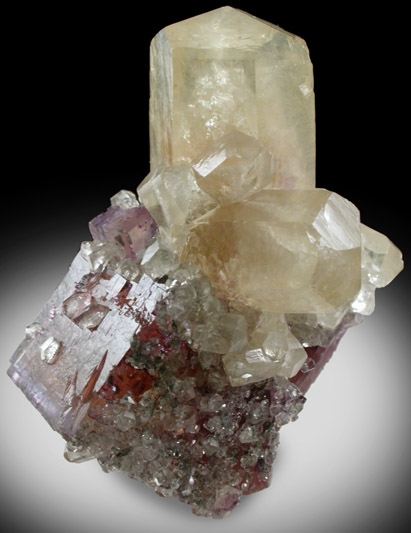 Calcite on Fluorite from Cave-in-Rock District, Hardin County, Illinois