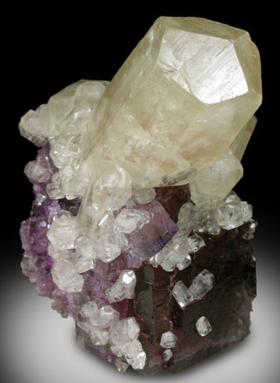 Calcite on Fluorite from Cave-in-Rock District, Hardin County, Illinois