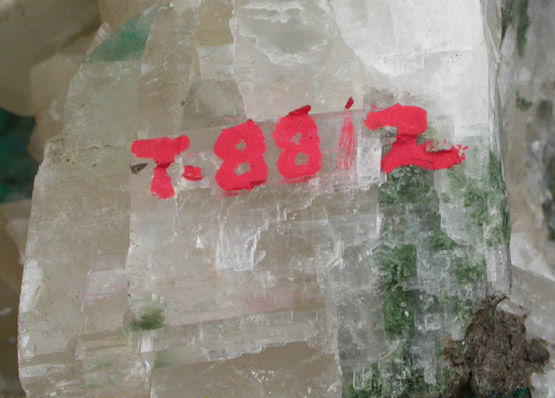 Dioptase on Calcite with Quartz from Tsumeb Mine, Otavi-Bergland District, Oshikoto, Namibia