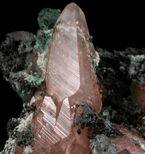 Copper and Calcite from Quincy Mine, Hancock, Keweenaw Peninsula Copper District, Houghton County, Michigan