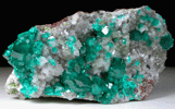 Dioptase on Calcite from Tsumeb Mine, Otavi-Bergland District, Oshikoto, Namibia