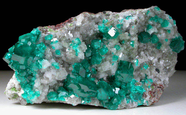 Dioptase on Calcite from Tsumeb Mine, Otavi-Bergland District, Oshikoto, Namibia